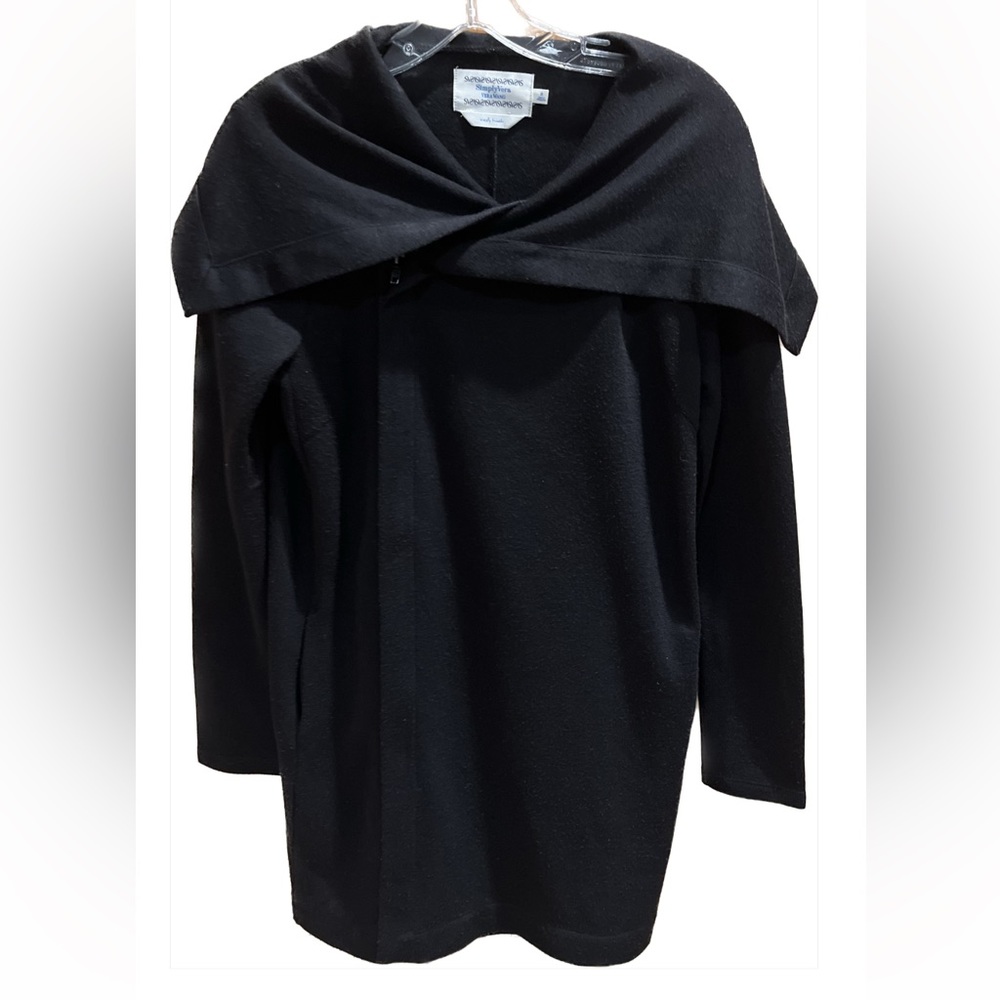 Simply Vera Wang Simply Breathe Black Long Zip Cardigan Sweater Medium